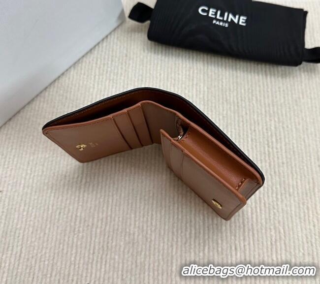 Spot Bulk Celine Triomphe Canvas Compact Wallet 10K622 Brown 2024