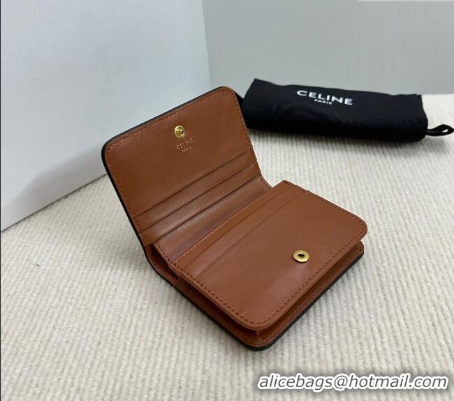 Spot Bulk Celine Triomphe Canvas Compact Wallet 10K622 Brown 2024