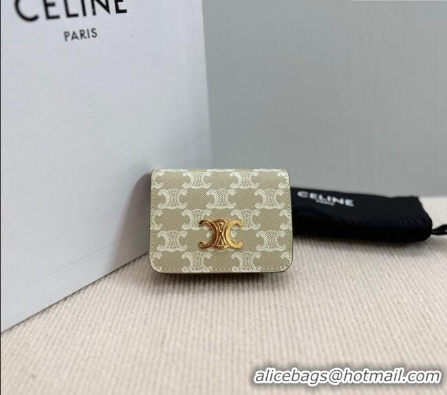 Market Sells Celine Triomphe Canvas Compact Wallet 10K622 Beige 2024