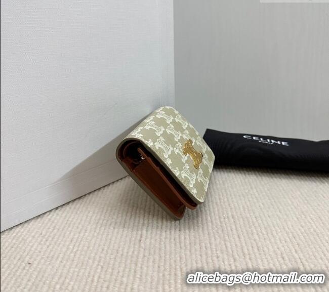 Market Sells Celine Triomphe Canvas Compact Wallet 10K622 Beige 2024
