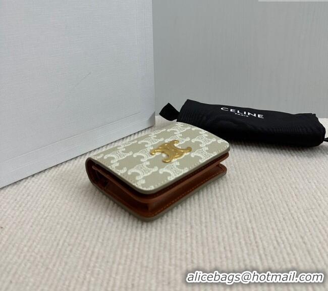 Market Sells Celine Triomphe Canvas Compact Wallet 10K622 Beige 2024