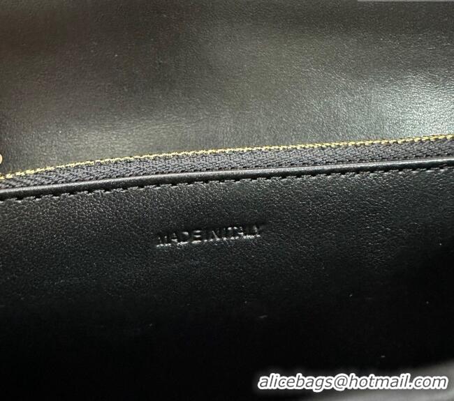 Luxury Classic Celine Triomphe Large Wallet in Shiny Calfskin 10E313 Black 2024