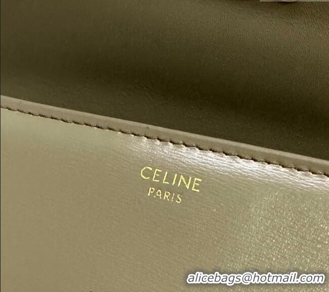 New Cheap Celine Triomphe Large Wallet in Shiny Calfskin 10E313 Olive Green 2024