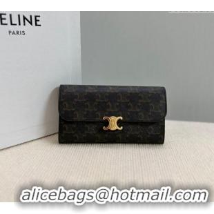 Inexpensive Celine Triomphe Canvas Large Wallet 10E312 2024