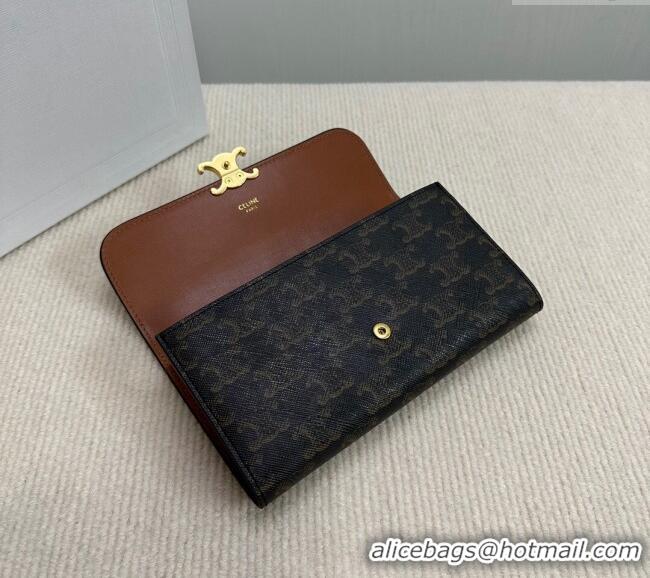 Inexpensive Celine Triomphe Canvas Large Wallet 10E312 2024