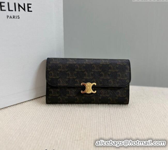 Inexpensive Celine Triomphe Canvas Large Wallet 10E312 2024