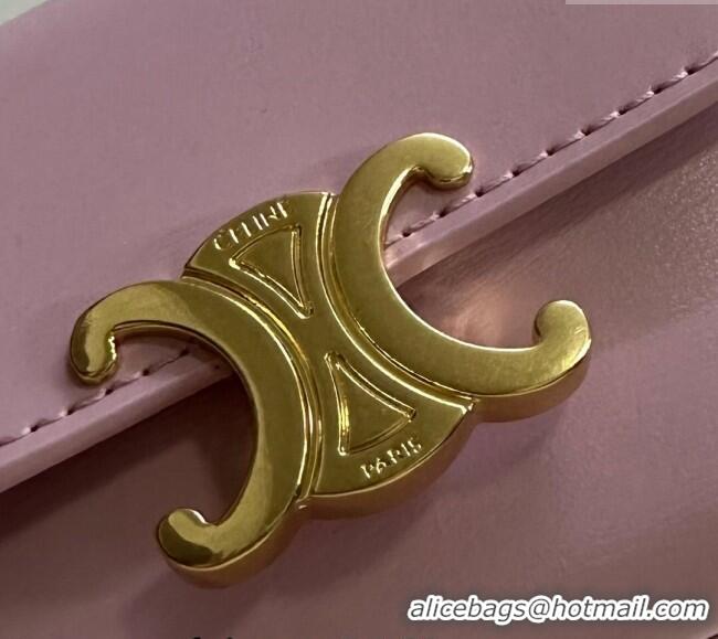 Spot Bulk Celine Triomphe Compact Wallet with Coin in Shiny Calfskin 10I653 Sakura Pink 2024