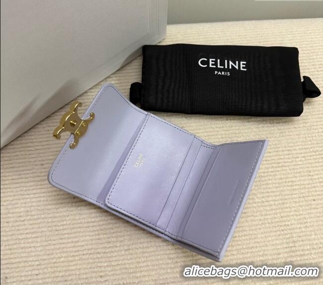 Buy Discount Celine Triomphe Compact Wallet with Coin in Shiny Calfskin 10I653 Lavender Purple 2024