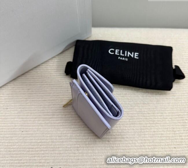 Buy Discount Celine Triomphe Compact Wallet with Coin in Shiny Calfskin 10I653 Lavender Purple 2024