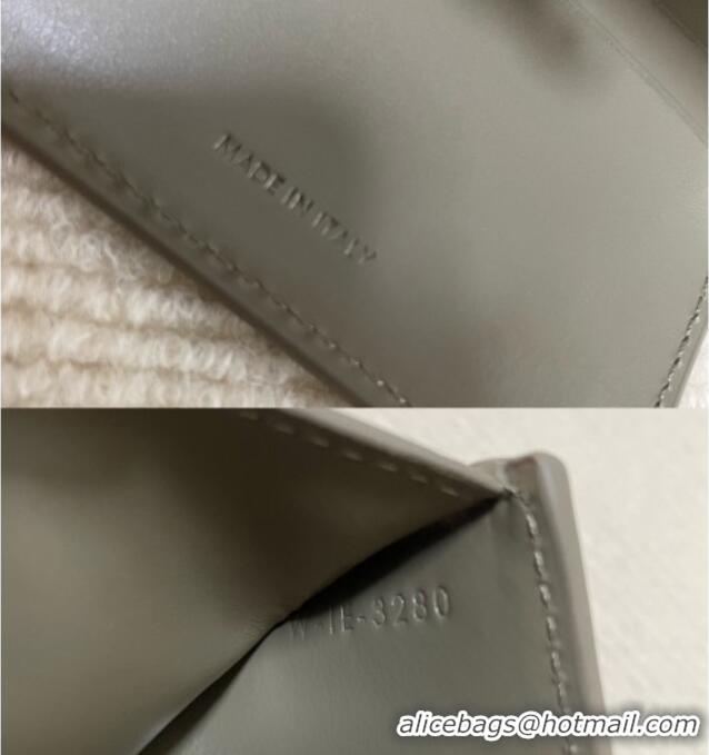 Good Looking Celine Triomphe Compact Wallet with Coin in Shiny Calfskin 10I653 Stone Grey 2024