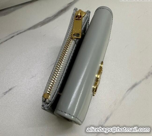 Top Design Celine Triomphe Compact Wallet with Coin in Shiny Calfskin 10I653 Soft Blue 2024