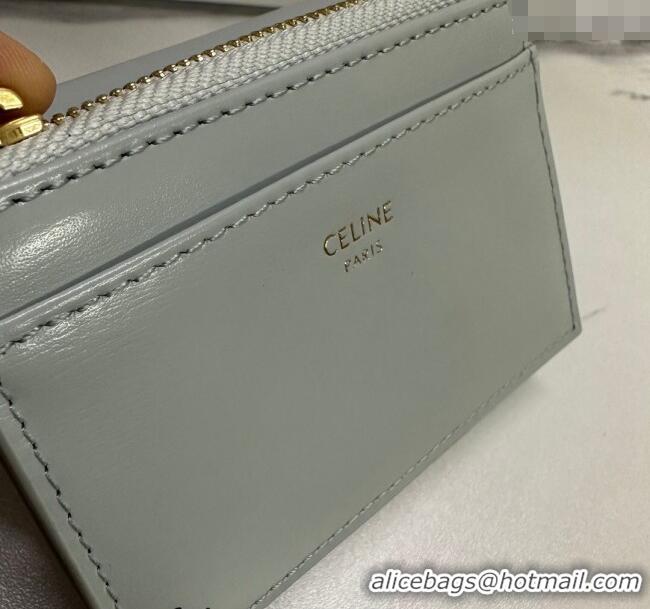 Top Design Celine Triomphe Compact Wallet with Coin in Shiny Calfskin 10I653 Soft Blue 2024