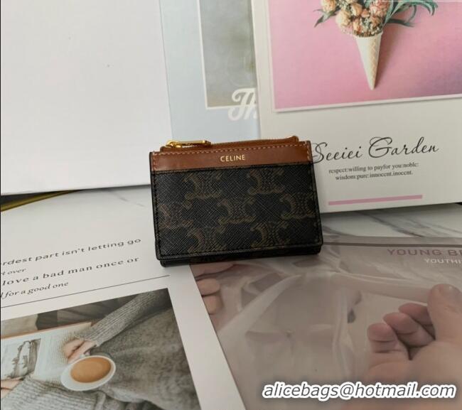 Fashion Discount Celine Triomphe Canvas Compact Wallet with Coin 10I653 2024