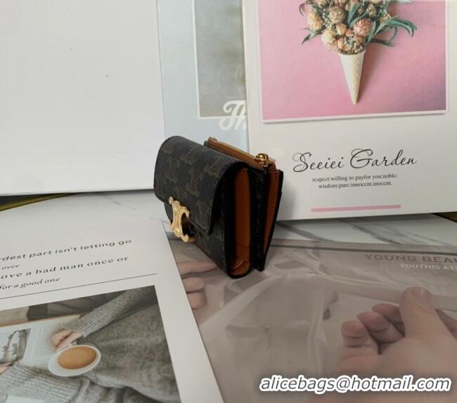 Fashion Discount Celine Triomphe Canvas Compact Wallet with Coin 10I653 2024