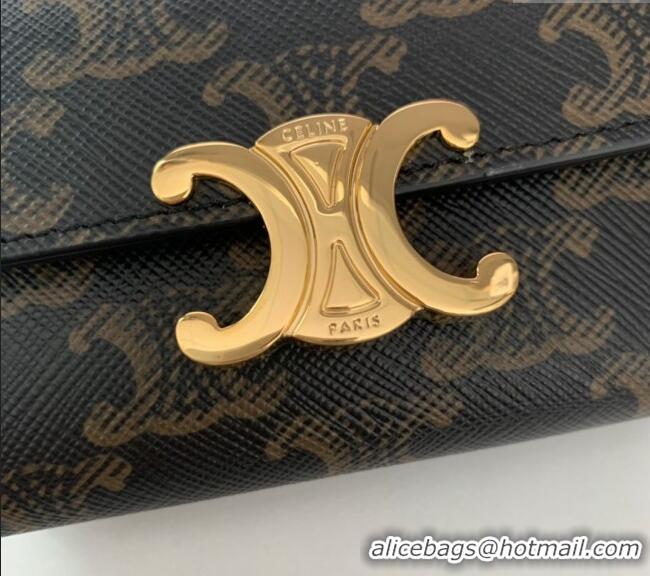 Fashion Discount Celine Triomphe Canvas Compact Wallet with Coin 10I653 2024
