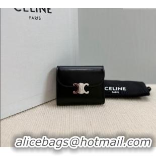 Buy Discount Celine Small Wallet in Shiny Calfskin 10D783 Black/Silver 2024