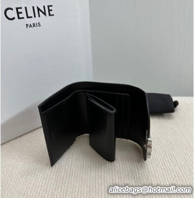 Buy Discount Celine Small Wallet in Shiny Calfskin 10D783 Black/Silver 2024