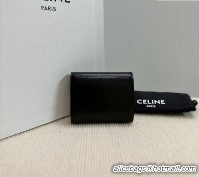 Buy Discount Celine Small Wallet in Shiny Calfskin 10D783 Black/Silver 2024