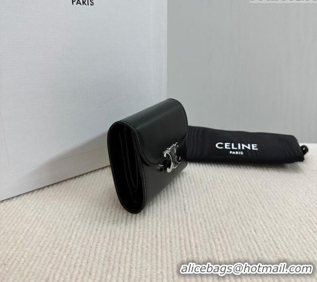 Buy Discount Celine Small Wallet in Shiny Calfskin 10D783 Black/Silver 2024