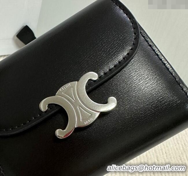 Buy Discount Celine Small Wallet in Shiny Calfskin 10D783 Black/Silver 2024