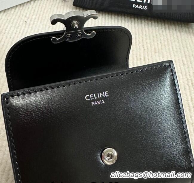 Buy Discount Celine Small Wallet in Shiny Calfskin 10D783 Black/Silver 2024