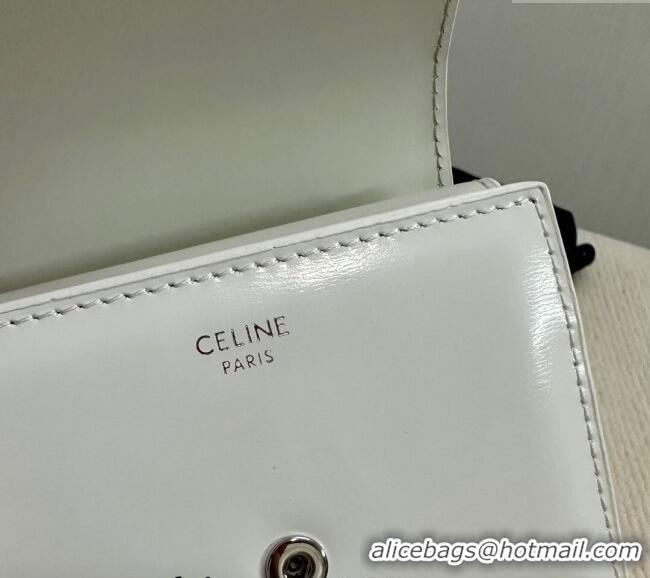 Trendy Design Celine Small Wallet in Shiny Calfskin 10D783 White/Silver 2024
