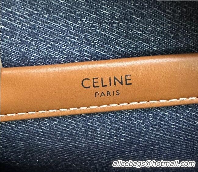 Market Sells Celine Small Boston Bag in Triomphe Denim and Calfskin 113772 Blue 2024