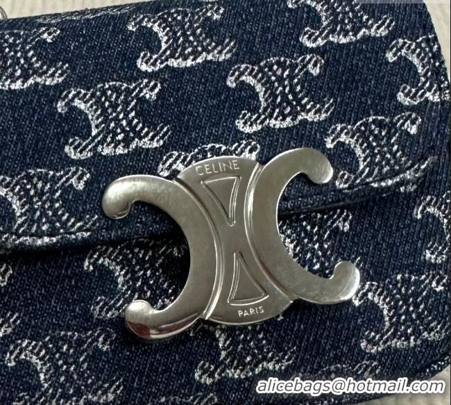 Classic Specials Celine Mini Chain Claude Bag in Triomphe Blue Denim 10L843 2024