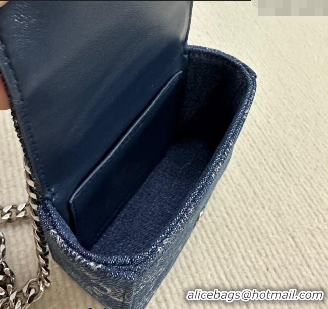 Classic Specials Celine Mini Chain Claude Bag in Triomphe Blue Denim 10L843 2024