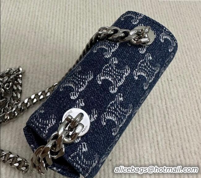 Classic Specials Celine Mini Chain Claude Bag in Triomphe Blue Denim 10L843 2024