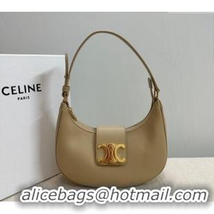 Luxury Discount Celine Ava Triomphe Soft Hobo bag in Smooth Calfskin 114493 Beige 2024
