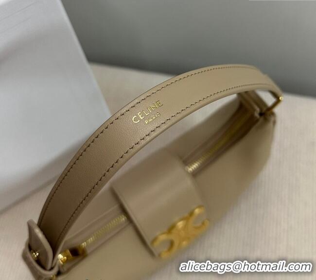 Luxury Discount Celine Ava Triomphe Soft Hobo bag in Smooth Calfskin 114493 Beige 2024