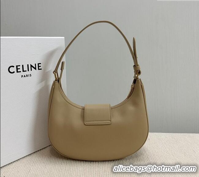 Luxury Discount Celine Ava Triomphe Soft Hobo bag in Smooth Calfskin 114493 Beige 2024