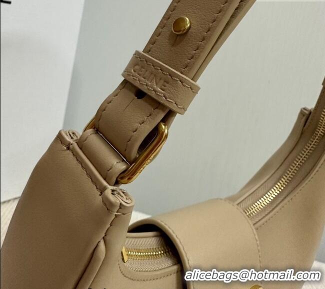 Luxury Discount Celine Ava Triomphe Soft Hobo bag in Smooth Calfskin 114493 Beige 2024