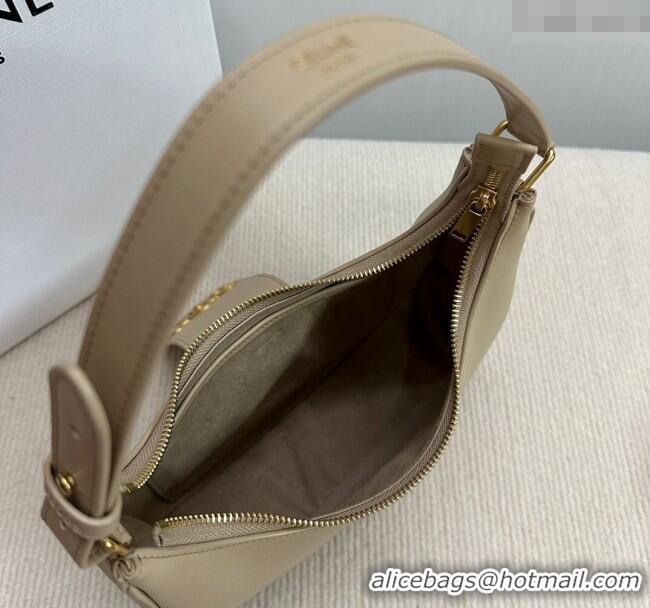 Luxury Discount Celine Ava Triomphe Soft Hobo bag in Smooth Calfskin 114493 Beige 2024