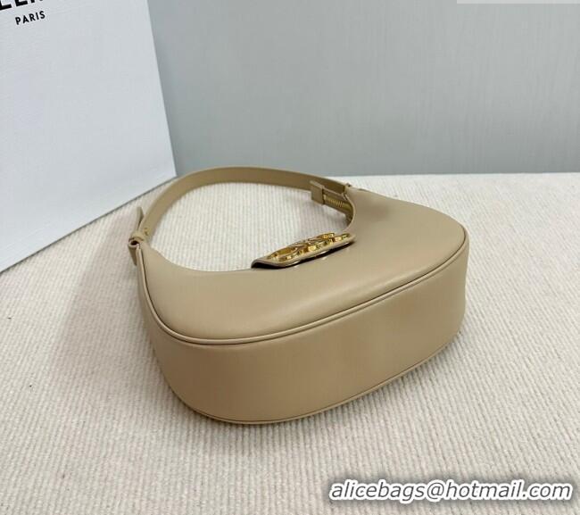 Luxury Discount Celine Ava Triomphe Soft Hobo bag in Smooth Calfskin 114493 Beige 2024