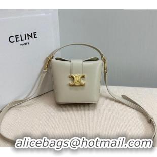 Good Product Celine Triomphe Calfskin Mini Bucket bag 10K943 Light Grey 2024