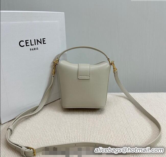 Good Product Celine Triomphe Calfskin Mini Bucket bag 10K943 Light Grey 2024