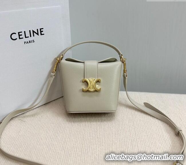 Good Product Celine Triomphe Calfskin Mini Bucket bag 10K943 Light Grey 2024