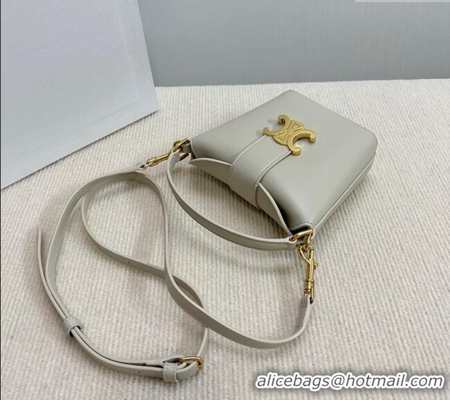 Good Product Celine Triomphe Calfskin Mini Bucket bag 10K943 Light Grey 2024