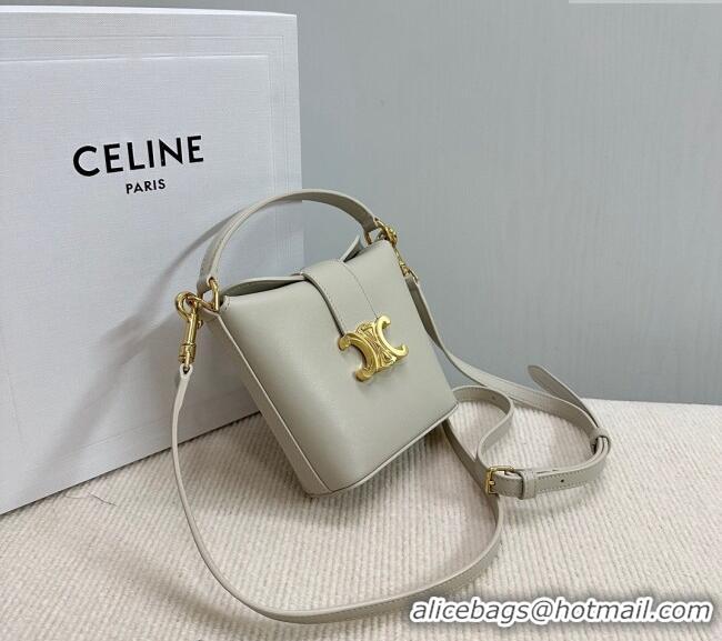 Good Product Celine Triomphe Calfskin Mini Bucket bag 10K943 Light Grey 2024