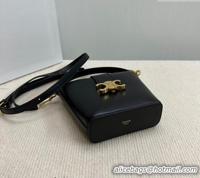 Best Price Celine Triomphe Calfskin Mini Bucket bag 10K943 Black 2024