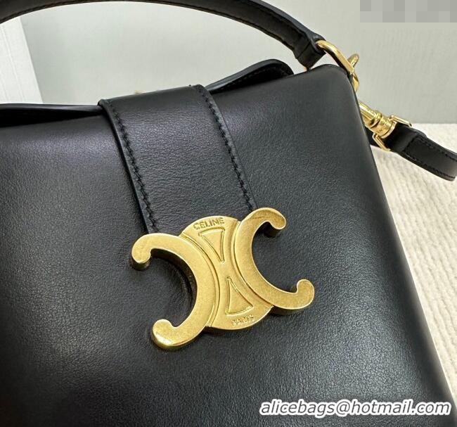 Best Price Celine Triomphe Calfskin Mini Bucket bag 10K943 Black 2024