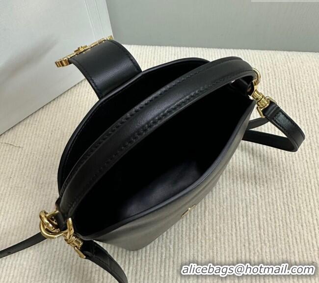 Best Price Celine Triomphe Calfskin Mini Bucket bag 10K943 Black 2024