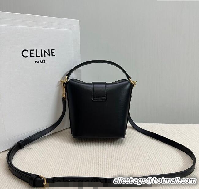 Best Price Celine Triomphe Calfskin Mini Bucket bag 10K943 Black 2024