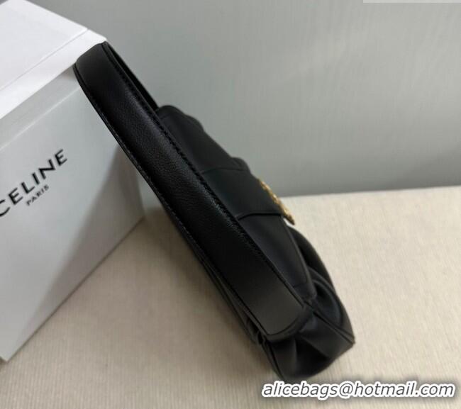 Famous Brand Celine Medium Polly Hobo Bag in Supple Calfskin 115633 Black 2024