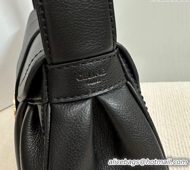 Famous Brand Celine Medium Polly Hobo Bag in Supple Calfskin 115633 Black 2024
