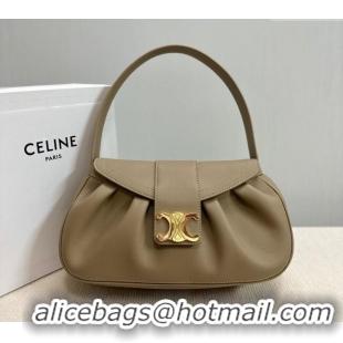 Good Taste Celine Medium Polly Hobo Bag in Supple Calfskin 115633 Sepia Brown 2024
