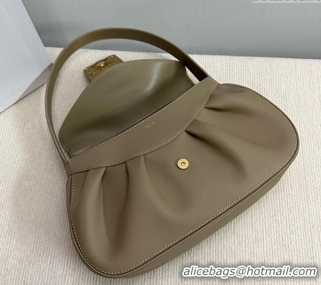 Good Taste Celine Medium Polly Hobo Bag in Supple Calfskin 115633 Sepia Brown 2024