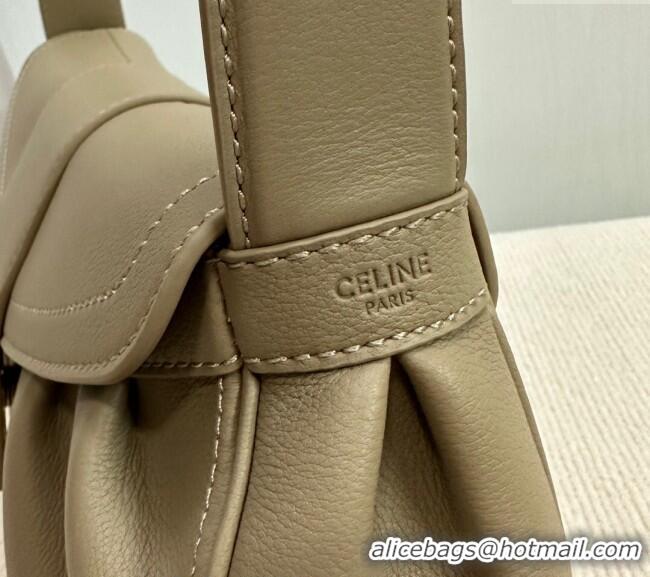 Good Taste Celine Medium Polly Hobo Bag in Supple Calfskin 115633 Sepia Brown 2024